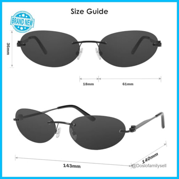 Y2K Retro Oval Sunglasses Rimless Minimal Chic Hacker Style Metal Frame main image 7